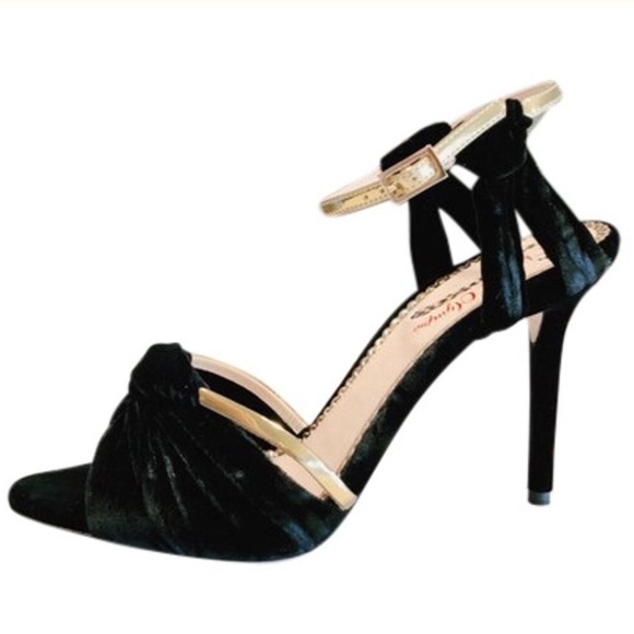 black velvet strappy heels